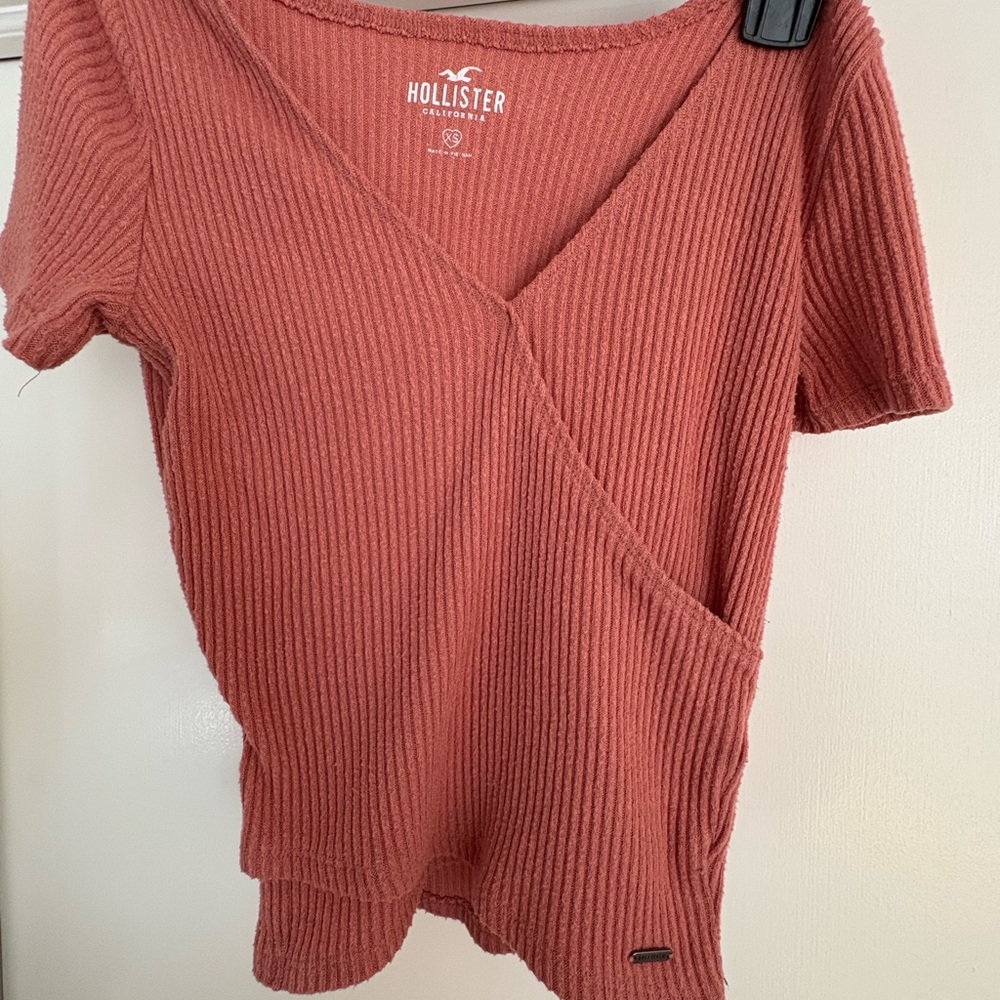 Hollister Women's Ribbed Wrap Top - Pink